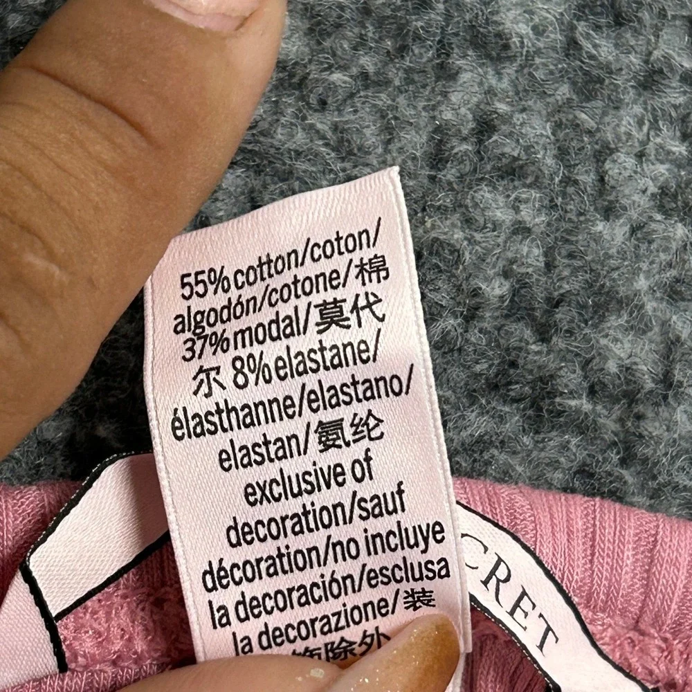 Victoria's Secret Pajama Shorts Womens XL Pink Ribbed Ruffle Trim Modal Cotton